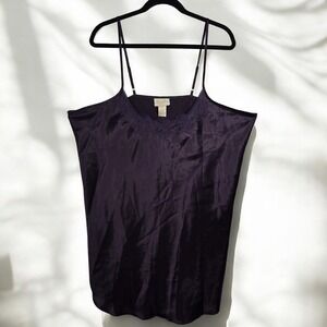 VTG Inner Most Sears Woman 2X Dark Purple Polyester Lace‎ Trim Cami Night Slip